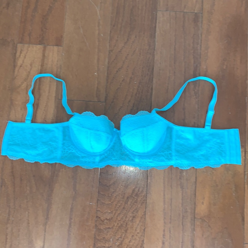 Blue longline balconette bra